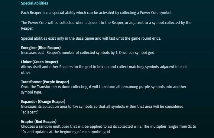 Reapers slot game special abilities